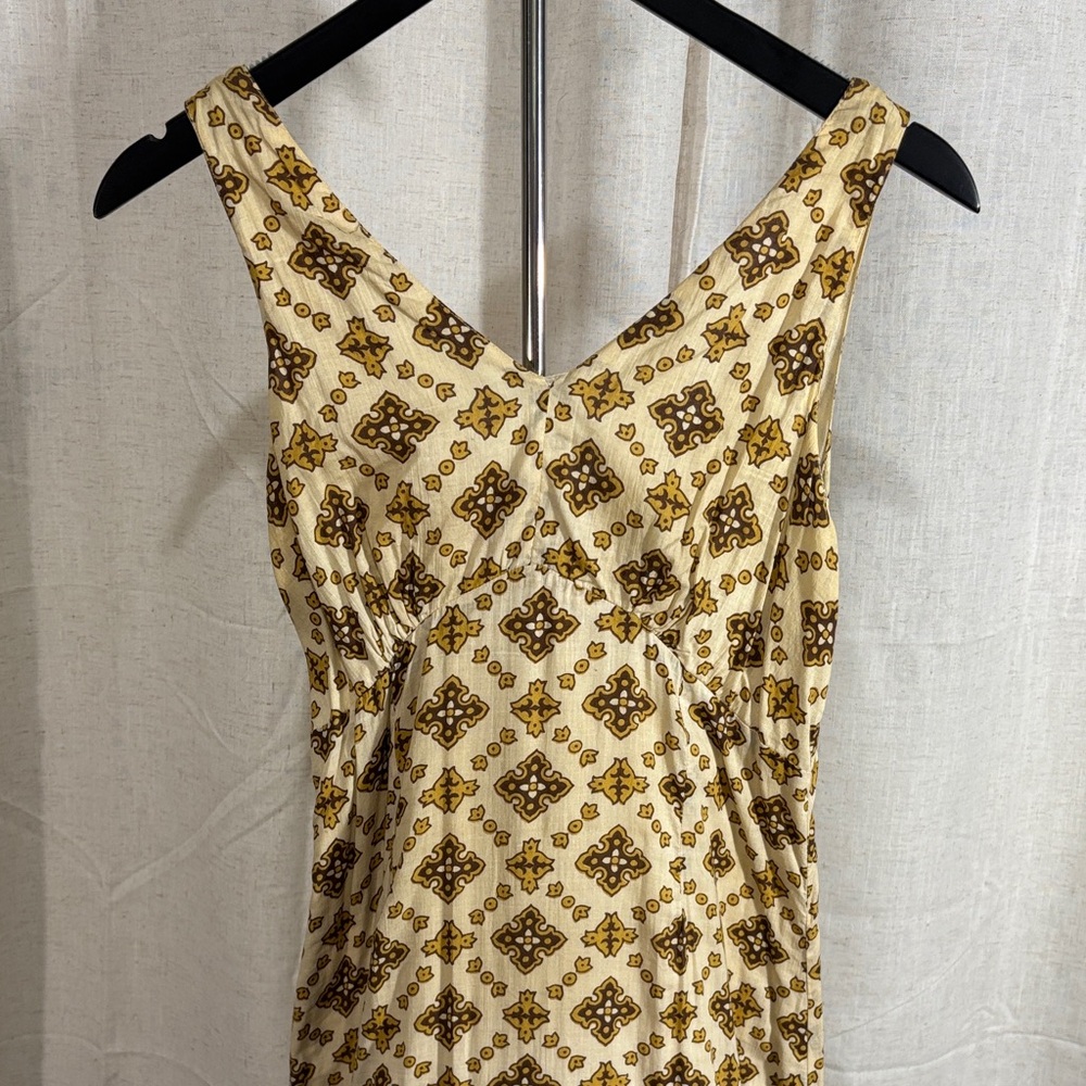 Vintage 90s Boho Maxi Dress in Cream, Gold and Brown